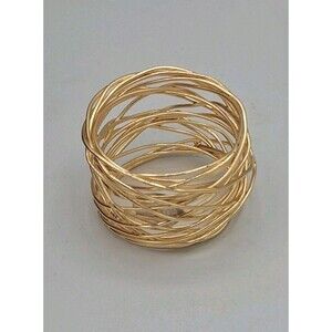 Godinger Silver Art Co Napkin Rings Gold Thin Wire Mesh Braided 12 Pieces
